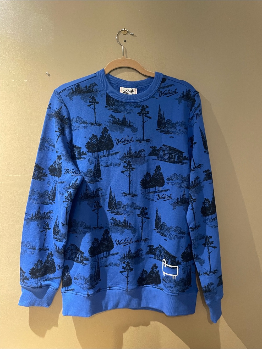 Woolrich Royal Blue Scenic Print Crewneck Sweater